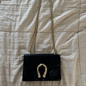 Black & gold evening crossbody bag